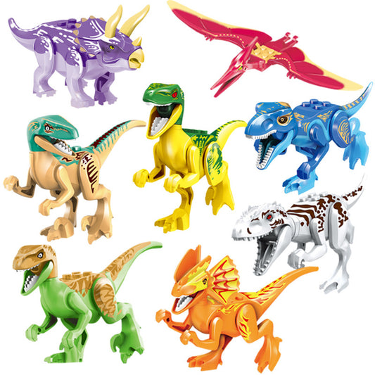 8pcs/lot Jurassic World Dinosaur DIY Toy 3D Tyrannosaurus Rex Kids Animal Building Blocks Puzzle Toys TY-002