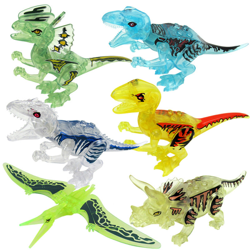 6pcs/lot 3D Dinosaur Puzzle DIY Building Blocks Toys Transparent Animal Model Toys Kids Gifts TY-003
