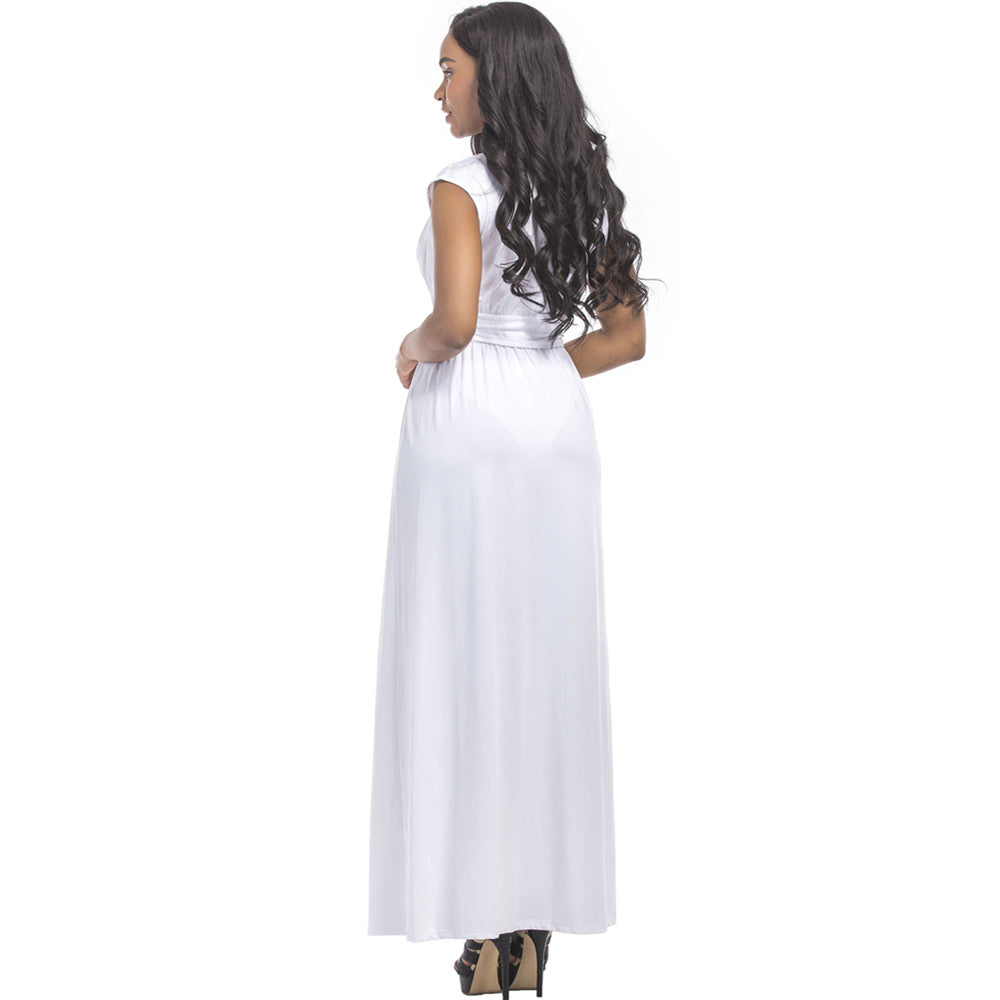 Women's Casual Summer Long Maxi Dresses Deep V-Neck Short Sleeve Plus Size