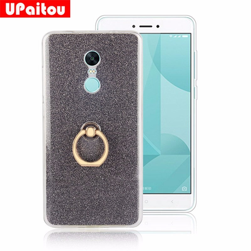 Glitter Bling Case For Xiaomi Redmi Note 4X Case Finger Ring Holder TPU Silicon Case for Redmi Note 4X Back Cover Case