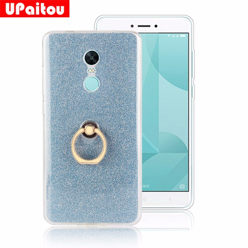 Glitter Bling Case For Xiaomi Redmi Note 4X Case Finger Ring Holder TPU Silicon Case for Redmi Note 4X Back Cover Case