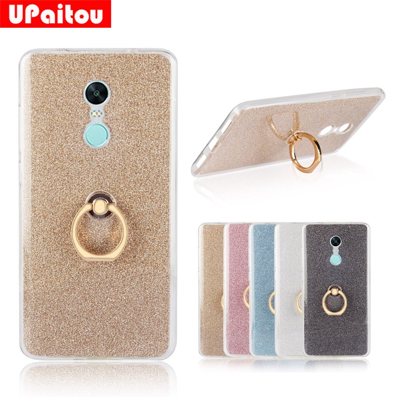 Glitter Bling Case For Xiaomi Redmi Note 4X Case Finger Ring Holder TPU Silicon Case for Redmi Note 4X Back Cover Case