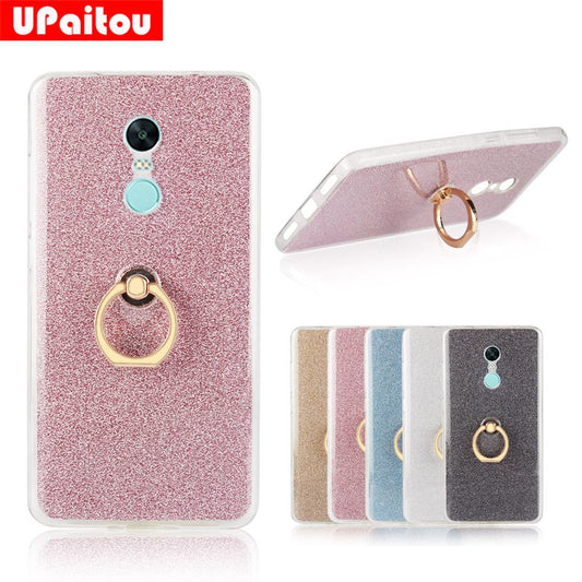 Glitter Bling Case For Xiaomi Redmi Note 4X Case Finger Ring Holder TPU Silicon Case for Redmi Note 4X Back Cover Case