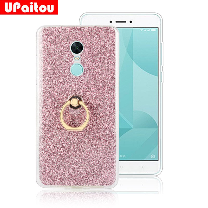 Glitter Bling Case For Xiaomi Redmi Note 4X Case Finger Ring Holder TPU Silicon Case for Redmi Note 4X Back Cover Case