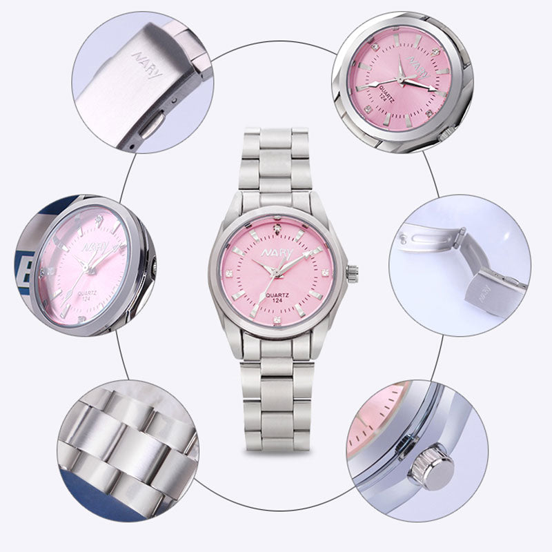 NARY New Fashion watch women's Rhinestone quartz watch Casual waterproof Stainless steel watch women fashion Dress watches N124