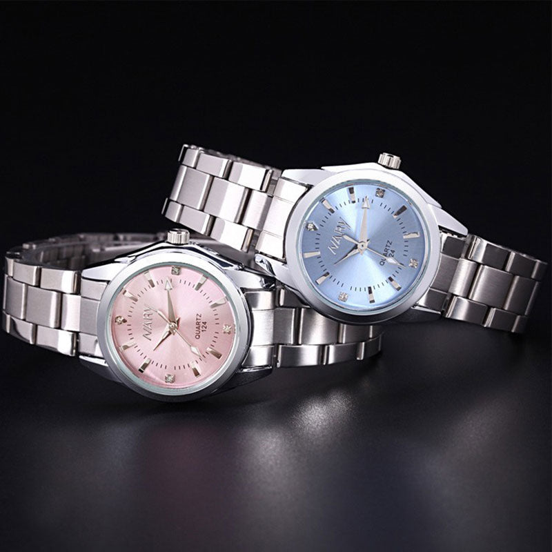 NARY New Fashion watch women's Rhinestone quartz watch Casual waterproof Stainless steel watch women fashion Dress watches N124