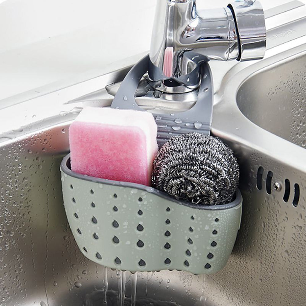 Kitchen Sponge Drain Rubber Holder Wheat Fiber Sponge Storage Rack Basket