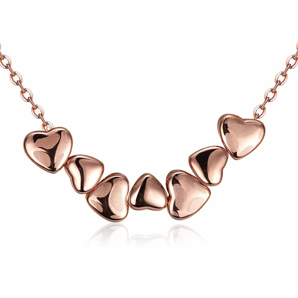 Fashion K gold heart linked necklace rose gold.