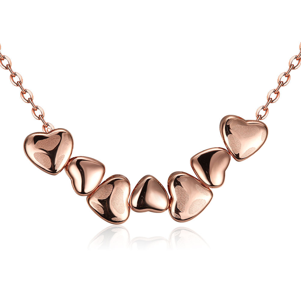 Fashion K gold heart linked necklace rose gold.