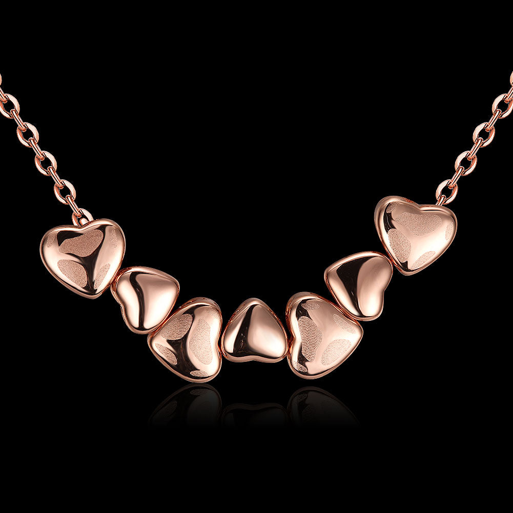 Fashion K gold heart linked necklace rose gold.