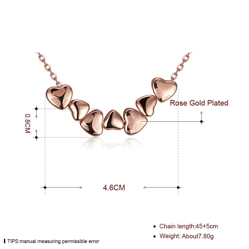 Fashion K gold heart linked necklace rose gold.