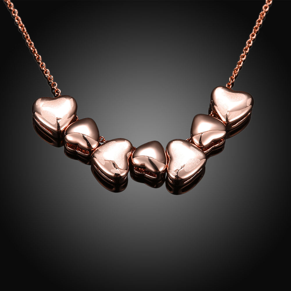 Fashion K gold heart linked necklace rose gold.
