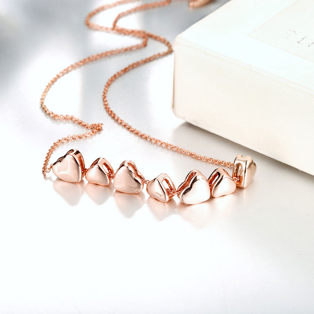 Fashion K gold heart linked necklace rose gold.
