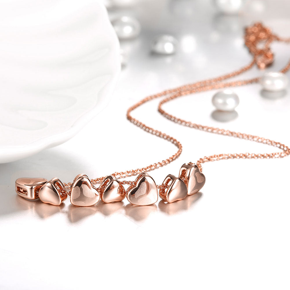 Fashion K gold heart linked necklace rose gold.