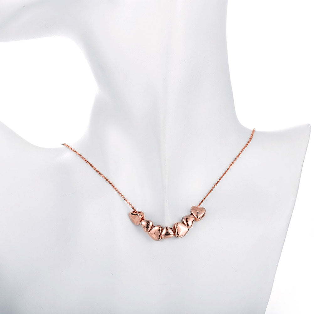 Fashion K gold heart linked necklace rose gold.