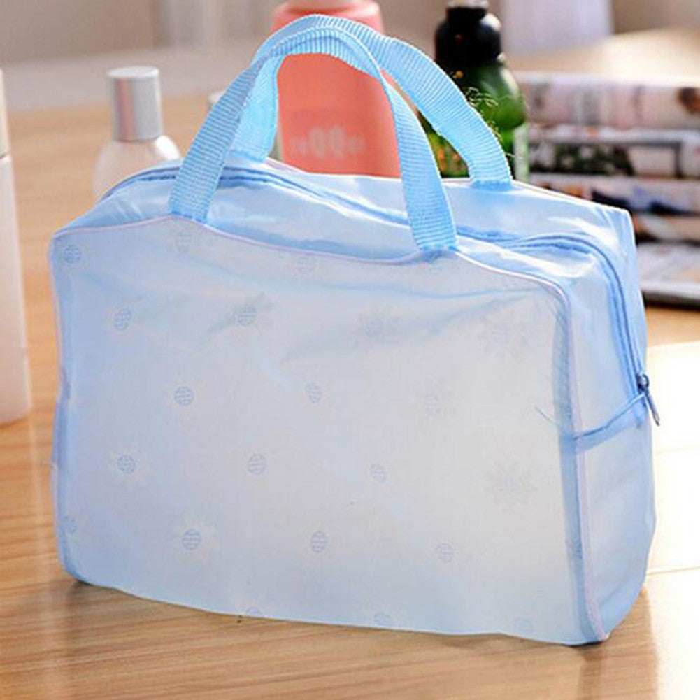 Transparent PVC Cosmetic Bag Flower Portable Waterproof Makeup Tool Storage