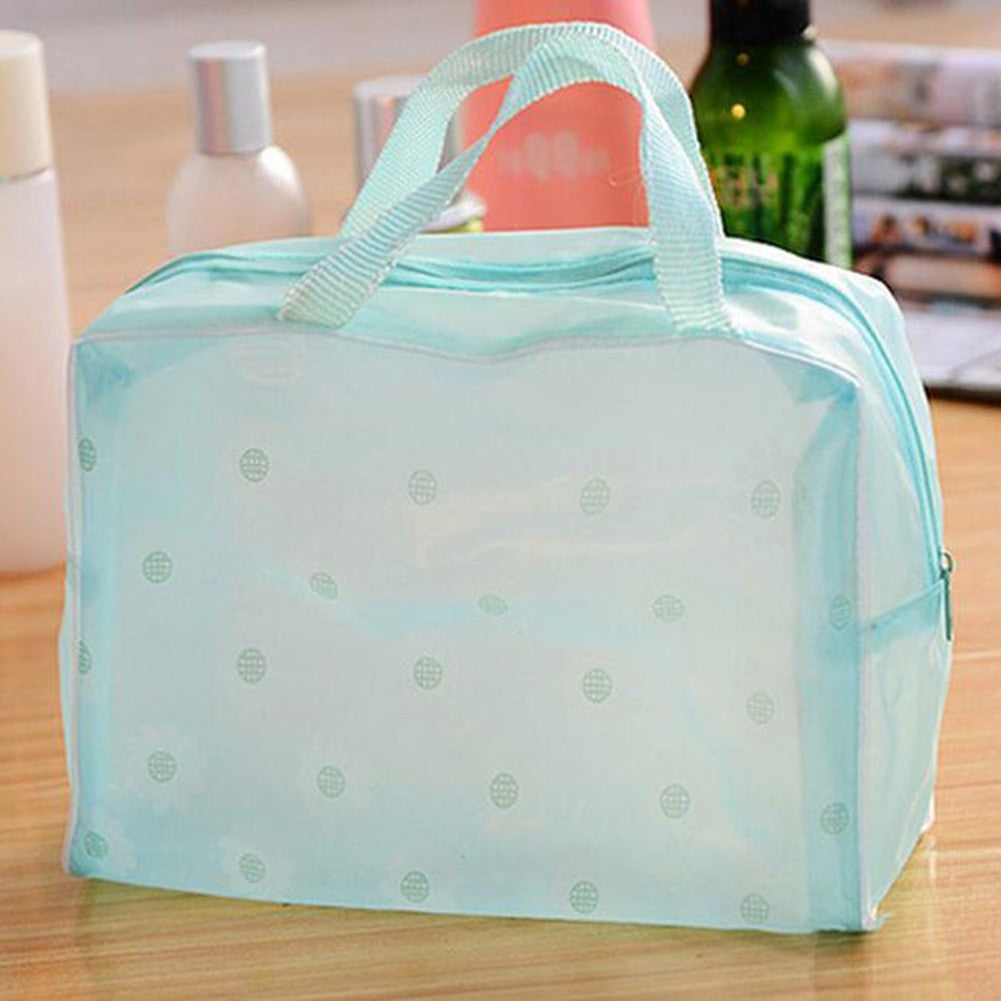 Transparent PVC Cosmetic Bag Flower Portable Waterproof Makeup Tool Storage
