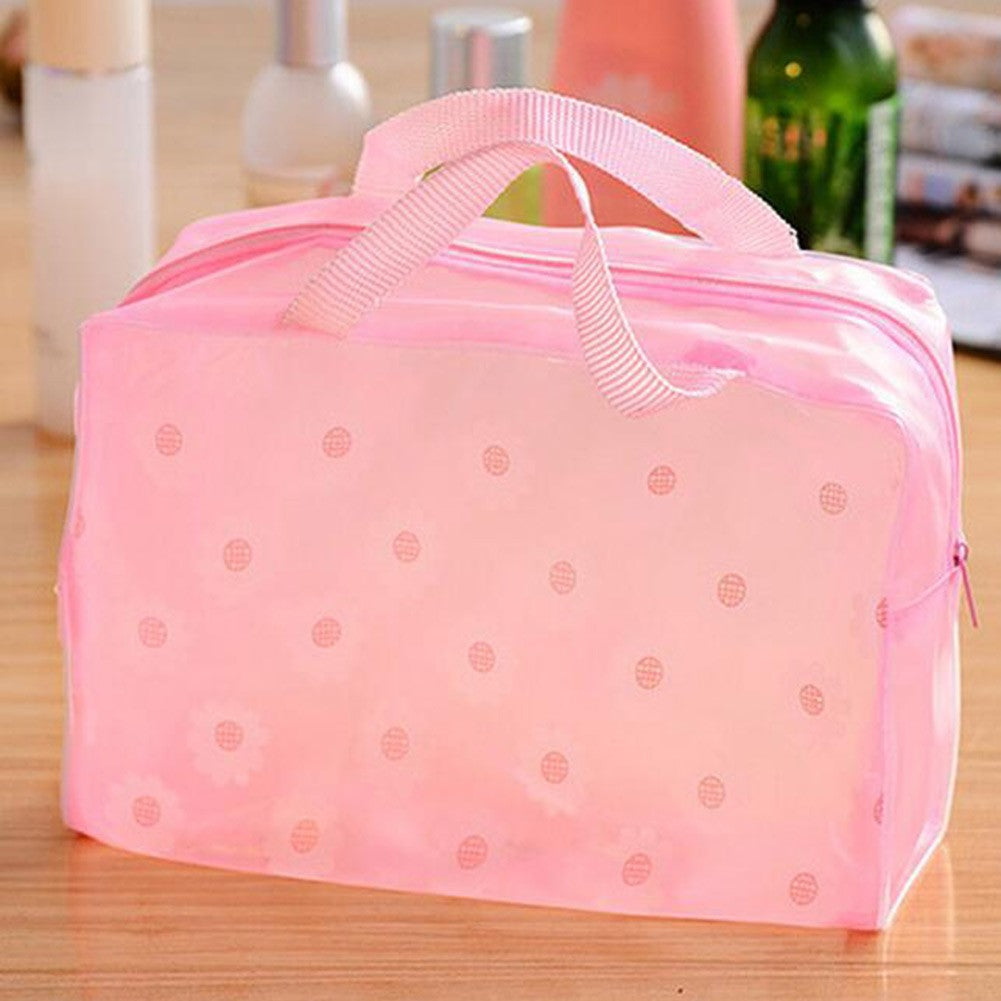 Transparent PVC Cosmetic Bag Flower Portable Waterproof Makeup Tool Storage