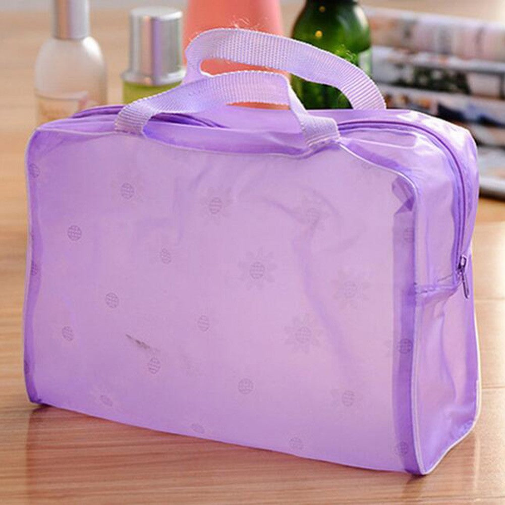Transparent PVC Cosmetic Bag Flower Portable Waterproof Makeup Tool Storage