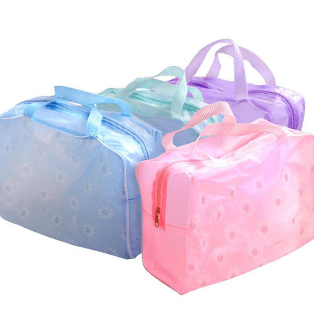 Transparent PVC Cosmetic Bag Flower Portable Waterproof Makeup Tool Storage
