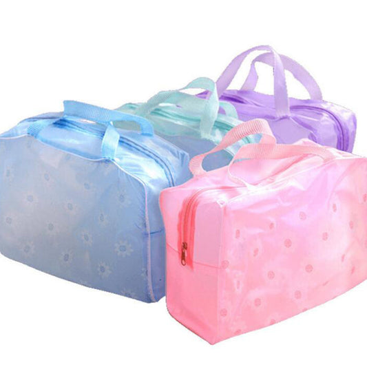 Transparent PVC Cosmetic Bag Flower Portable Waterproof Makeup Tool Storage
