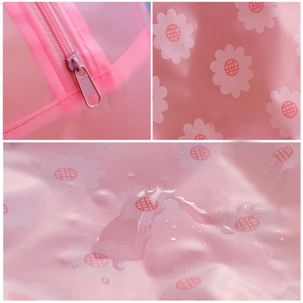Transparent PVC Cosmetic Bag Flower Portable Waterproof Makeup Tool Storage