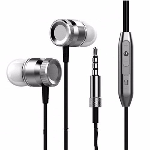 Universal Metal Bass In-ear Headphone Universal Running Surround Sound Earphone with Microphone