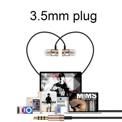 Universal Metal Bass In-ear Headphone Universal Running Surround Sound Earphone with Microphone