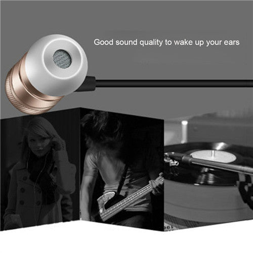 Universal Metal Bass In-ear Headphone Universal Running Surround Sound Earphone with Microphone