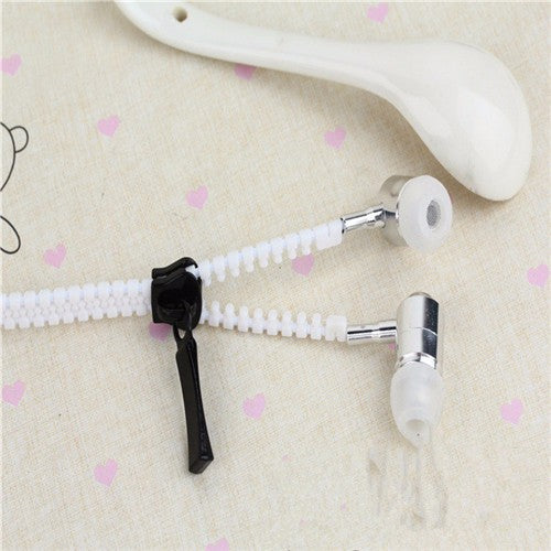 Wired Earphone Metal Zipper Wired Earphone 3.5mm In-Ear Ear Phones With Microphone Stereo Bass Earbuds