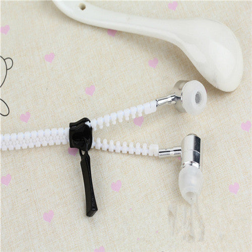 Wired Earphone Metal Zipper Wired Earphone 3.5mm In-Ear Ear Phones With Microphone Stereo Bass Earbuds