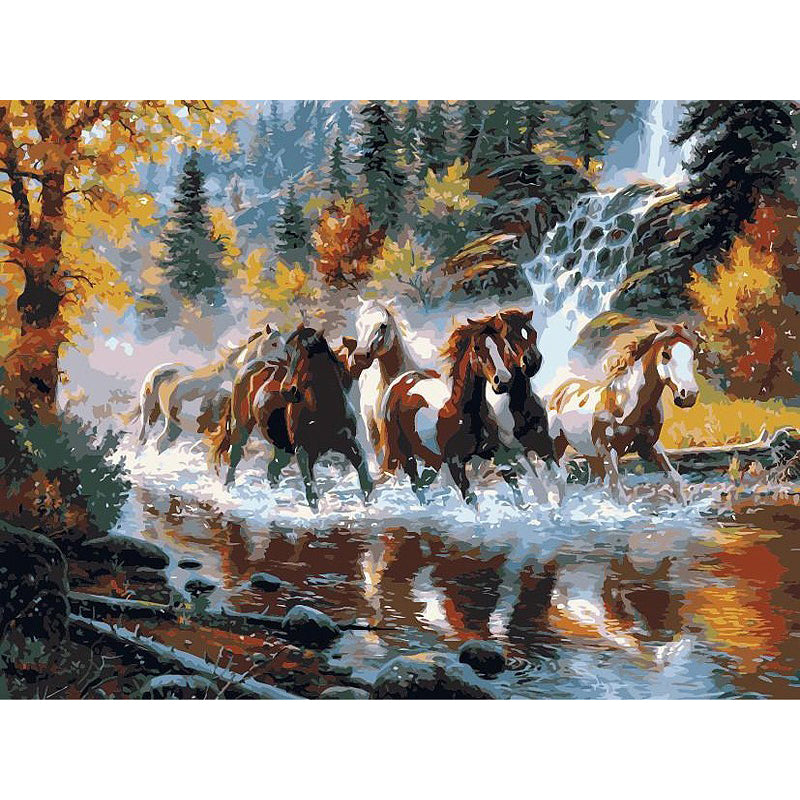DIY Painting By Numbers Frameless DIY Digital Canvas Oil Painting Of Horse Home Decoration For Living Room  XC-103