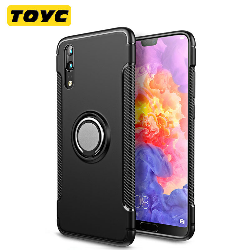 Ring Holder Phone Cases For Huawei P20 case Luxury Ultra Thin Matte Car Magnetic Holder Silicone Cover