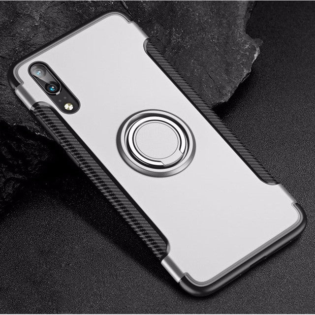 Ring Holder Phone Cases For Huawei P20 case Luxury Ultra Thin Matte Car Magnetic Holder Silicone Cover