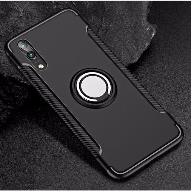 Ring Holder Phone Cases For Huawei P20 case Luxury Ultra Thin Matte Car Magnetic Holder Silicone Cover