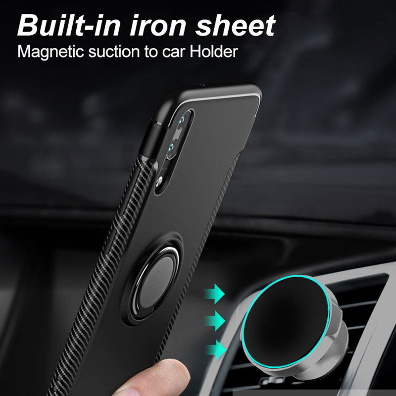 Ring Holder Phone Cases For Huawei P20 case Luxury Ultra Thin Matte Car Magnetic Holder Silicone Cover