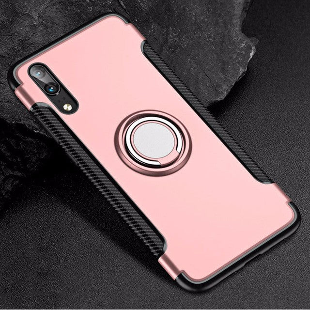 Ring Holder Phone Cases For Huawei P20 case Luxury Ultra Thin Matte Car Magnetic Holder Silicone Cover