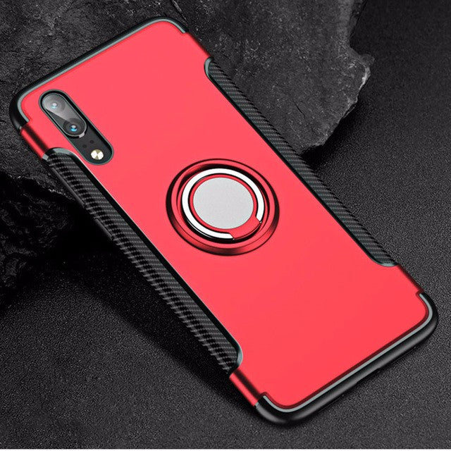Ring Holder Phone Cases For Huawei P20 case Luxury Ultra Thin Matte Car Magnetic Holder Silicone Cover