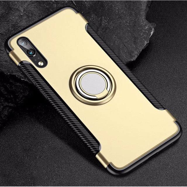 Ring Holder Phone Cases For Huawei P20 case Luxury Ultra Thin Matte Car Magnetic Holder Silicone Cover