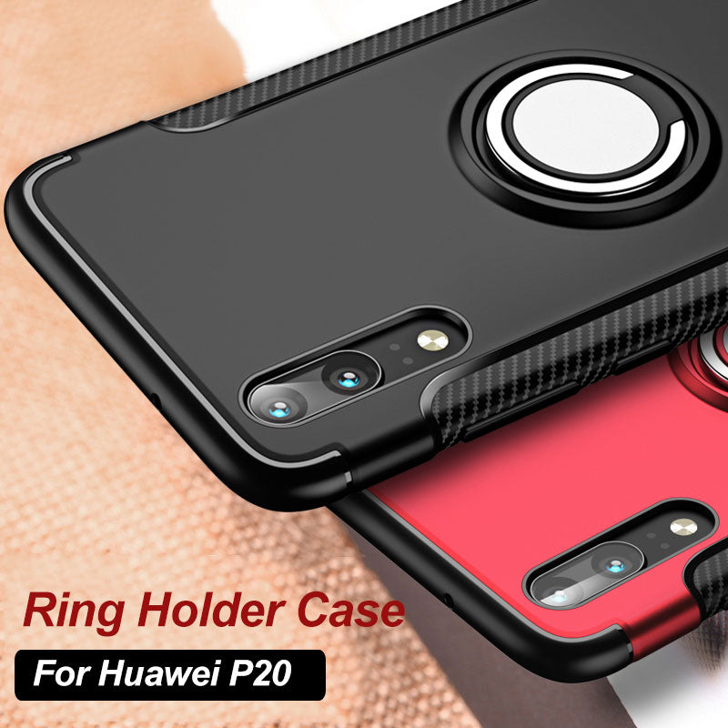 Ring Holder Phone Cases For Huawei P20 case Luxury Ultra Thin Matte Car Magnetic Holder Silicone Cover