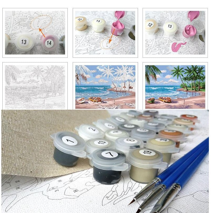 Camellia Flower Europe Abstract Oil Painting DIY Digital Painting By Numbers Kits Acrylic Paint Drawing By Number XC-168