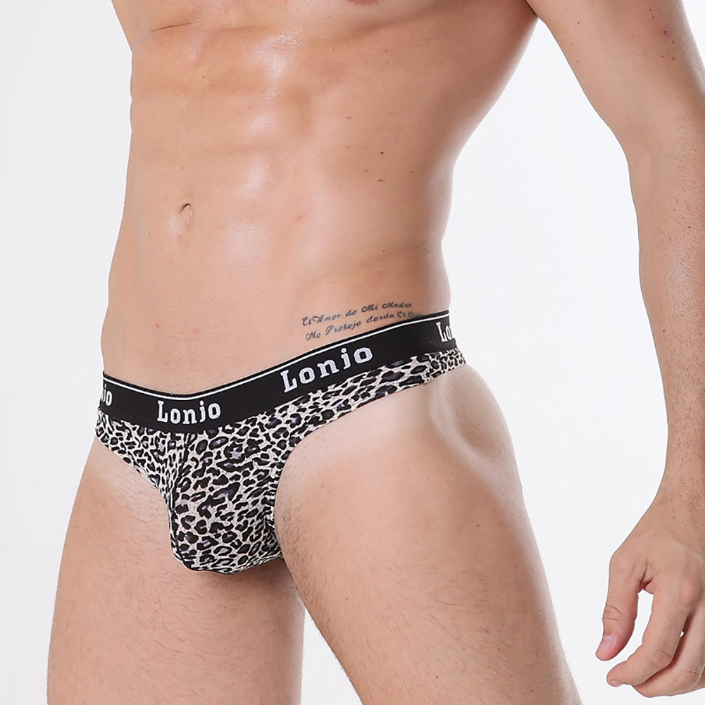 Sexy Men Breathable Thong Underwear Briefs Bulge Pouch Leopard Underpants