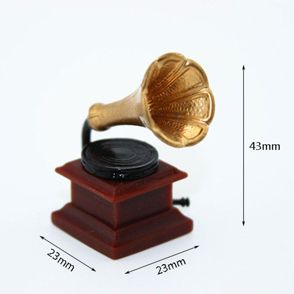 Kids Children Adult Toy Play House Mini Phonograph Dollhouse Accessories Decor