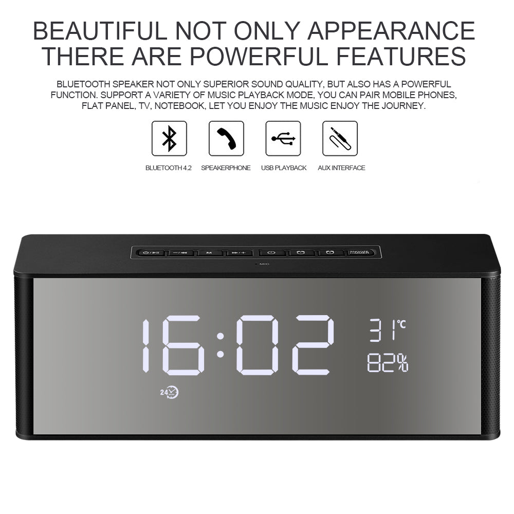 Portable Bluetooth Speaker Receiver Super Bass Wireless Speaker for Phone Computer Support TF FM Alarm Clock