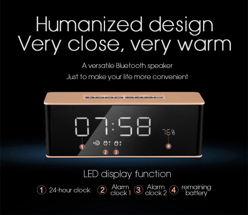 Portable Bluetooth Speaker Receiver Super Bass Wireless Speaker for Phone Computer Support TF FM Alarm Clock