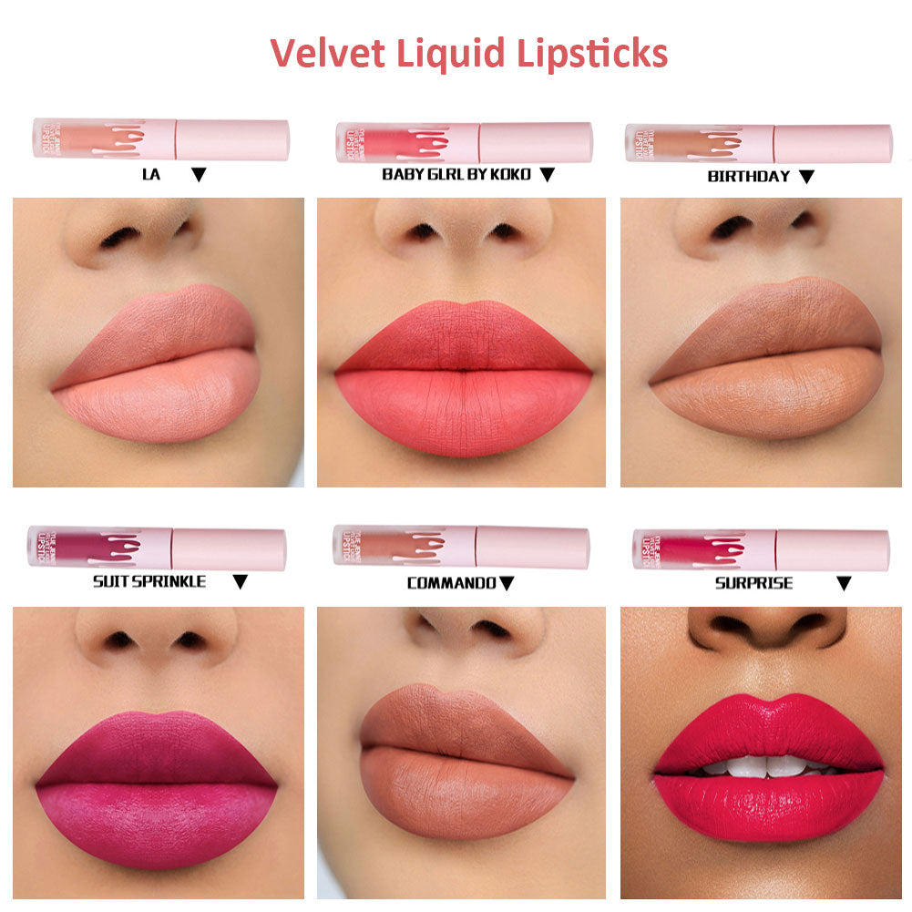Waterproof Mini Liquid Lipstick Set Nude Gloss Lip Matte Velvet Makeup Cosmetics