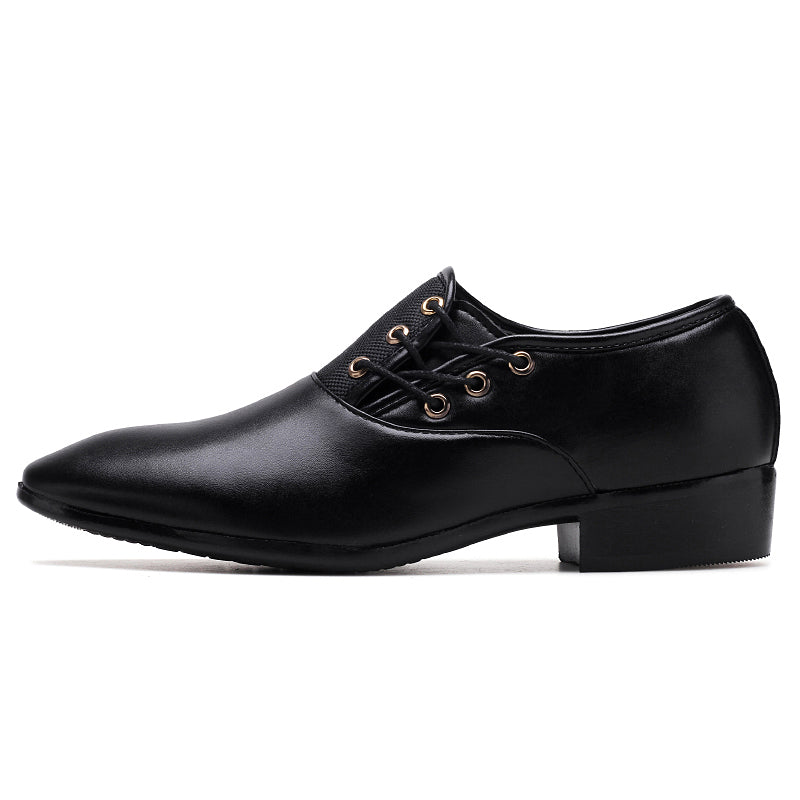 Mens Formal Business Shoes Slick Surfaced Mid Heel Wedding Party Dress Lace-Up Genuine BLACK BROWN