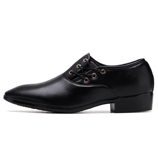 Mens Formal Business Shoes Slick Surfaced Mid Heel Wedding Party Dress Lace-Up Genuine BLACK BROWN