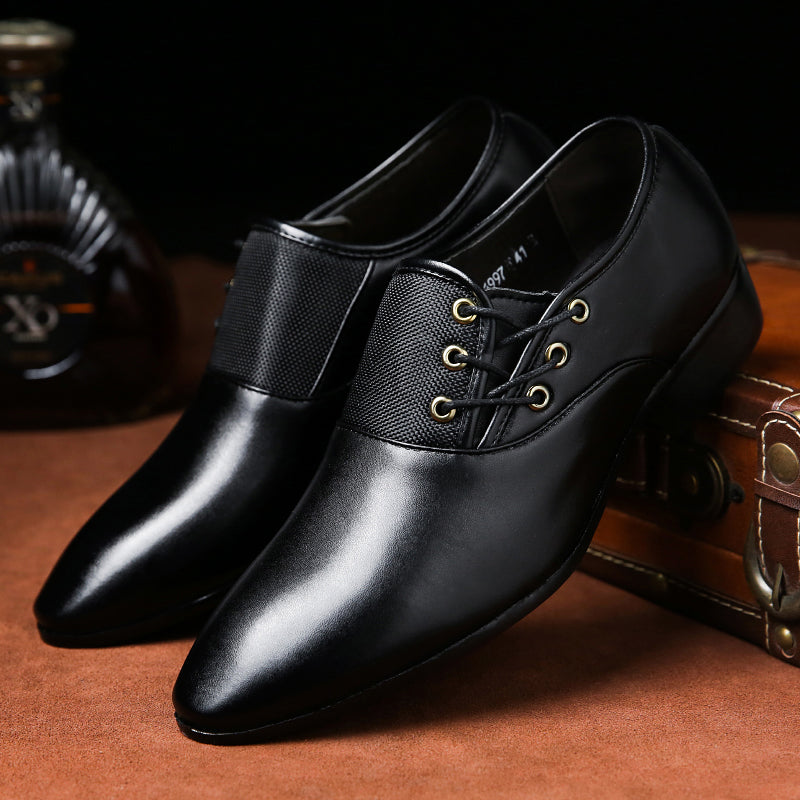 Mens Formal Business Shoes Slick Surfaced Mid Heel Wedding Party Dress Lace-Up Genuine BLACK BROWN