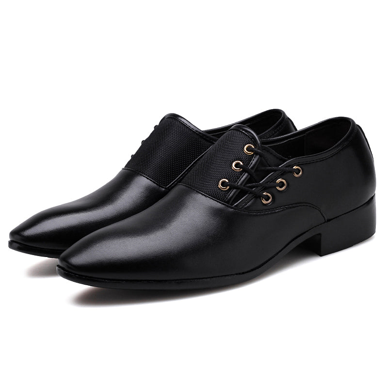 Mens Formal Business Shoes Slick Surfaced Mid Heel Wedding Party Dress Lace-Up Genuine BLACK BROWN